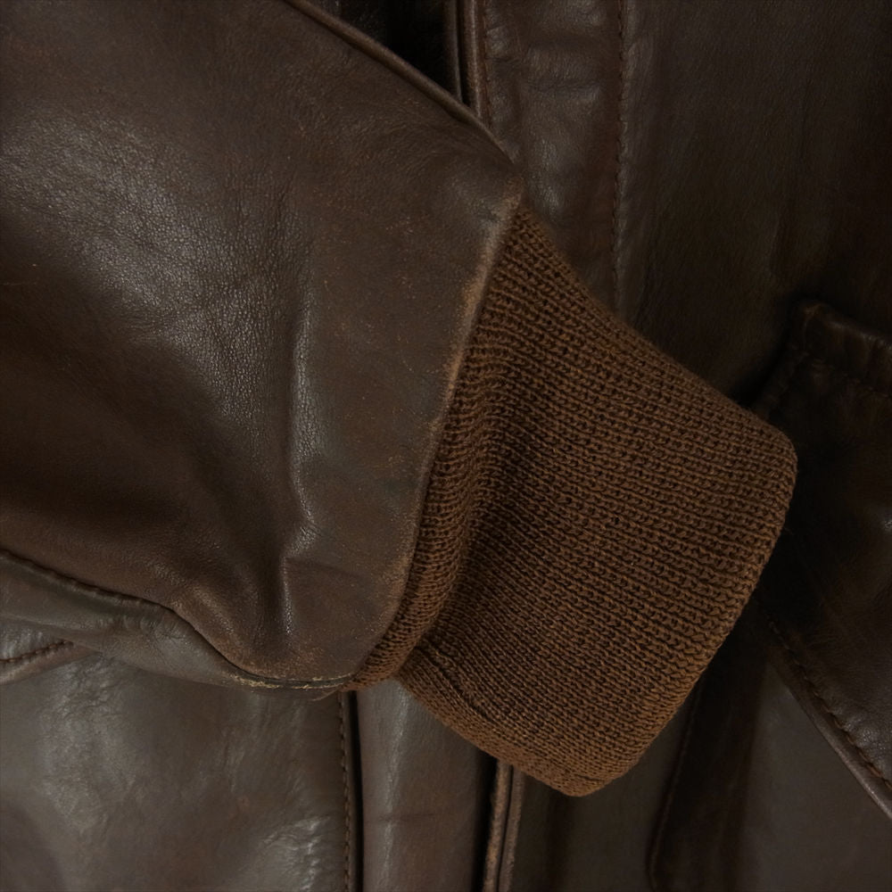 エアロレザー　A-2 レザー フライトジャケット　ブラウン ビンテージ AERO LEATHER エアロレザー A-2 レザー フライト ジャケット ブラウン
