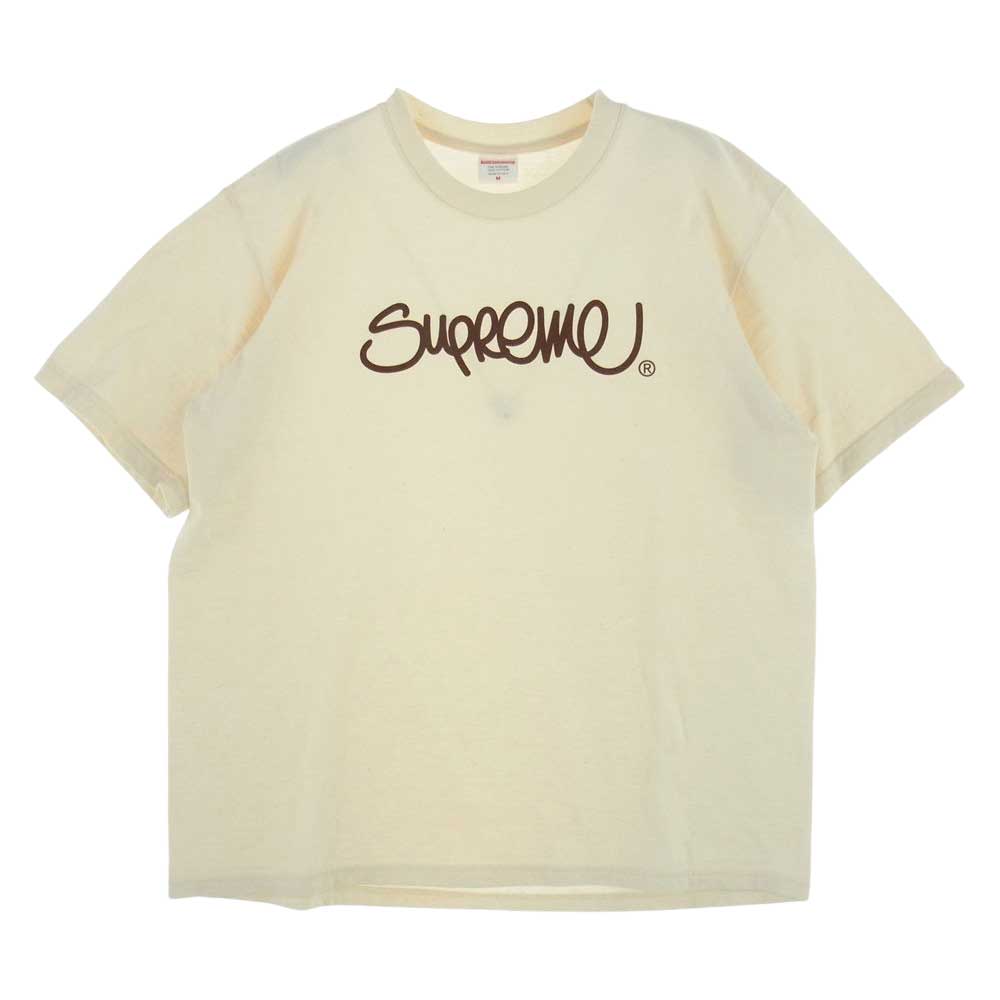 Supreme シュプリーム 22SS  Handstyle Tee ハンドスタイル ロゴ Tシャツ オフホワイト系 ライトブラウン系 M【中古】