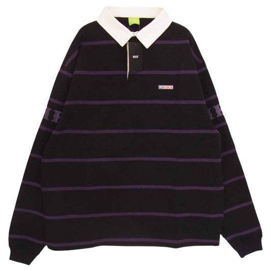 ハフ 22AW KN80053 PALISADES RUGBY ラガー シャツ ブラック系 L【新古品】【未使用】【中古】