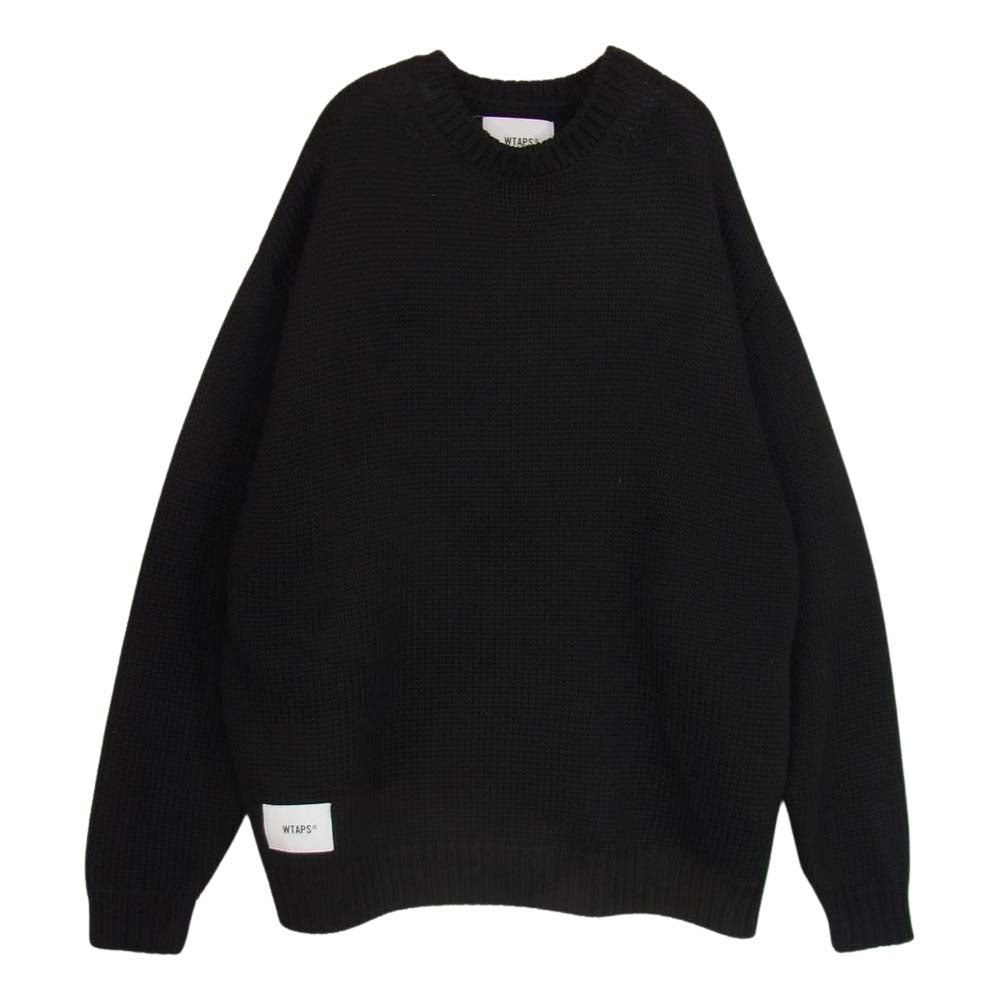 WTAPS ダブルタップス 22AW 222MADT-KNM02 ARMT SWEATER クロスボーン クルーネック ニット ブラック系 03【中古】