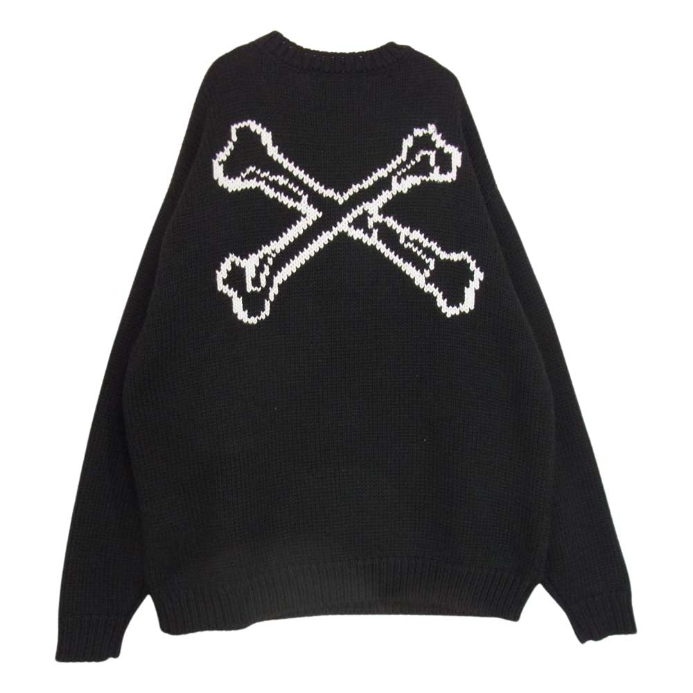 WTAPS ダブルタップス 22AW 222MADT-KNM02 ARMT SWEATER クロスボーン クルーネック ニット ブラック系 03【中古】