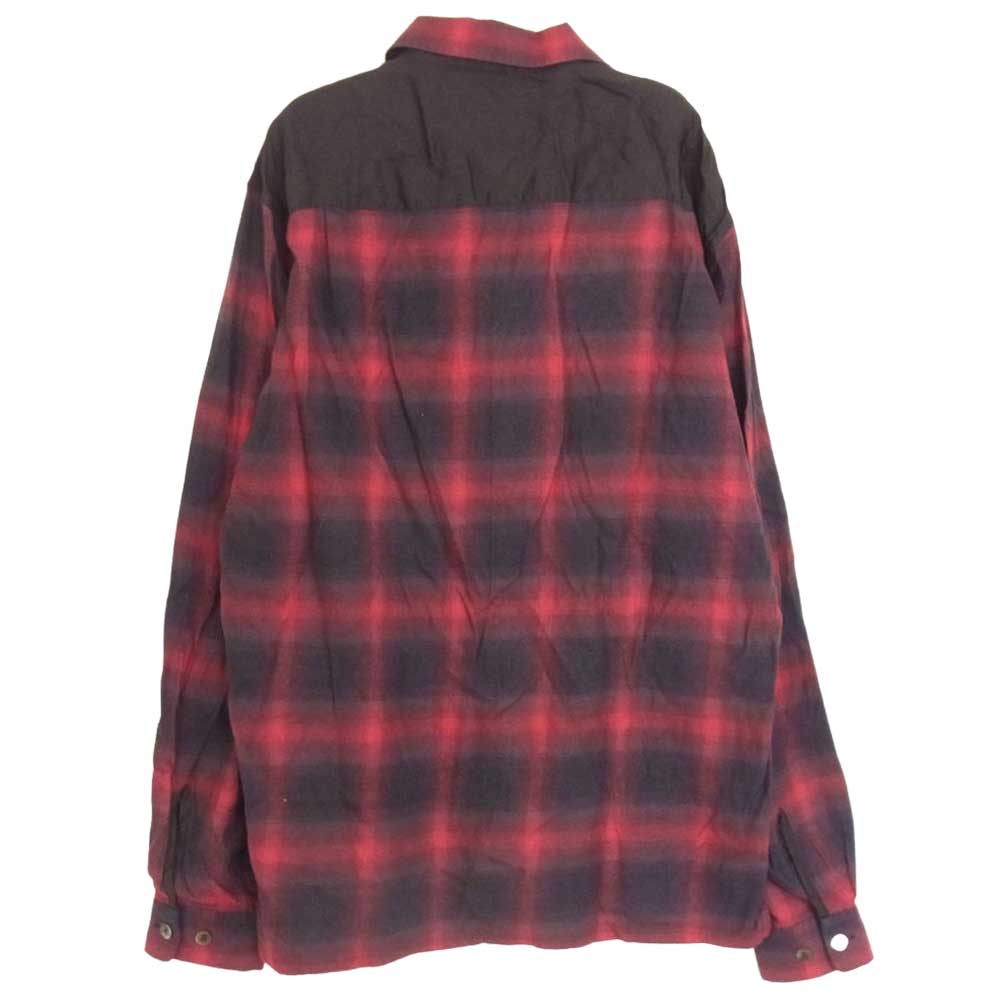 UNDERCOVER アンダーカバー JUX4402 John UNDERCOVER ジョンアンダーカバー サテン切替 オンブレチェック オープンカラー 長袖シャツ ブラック系 レッド系 2【中古】