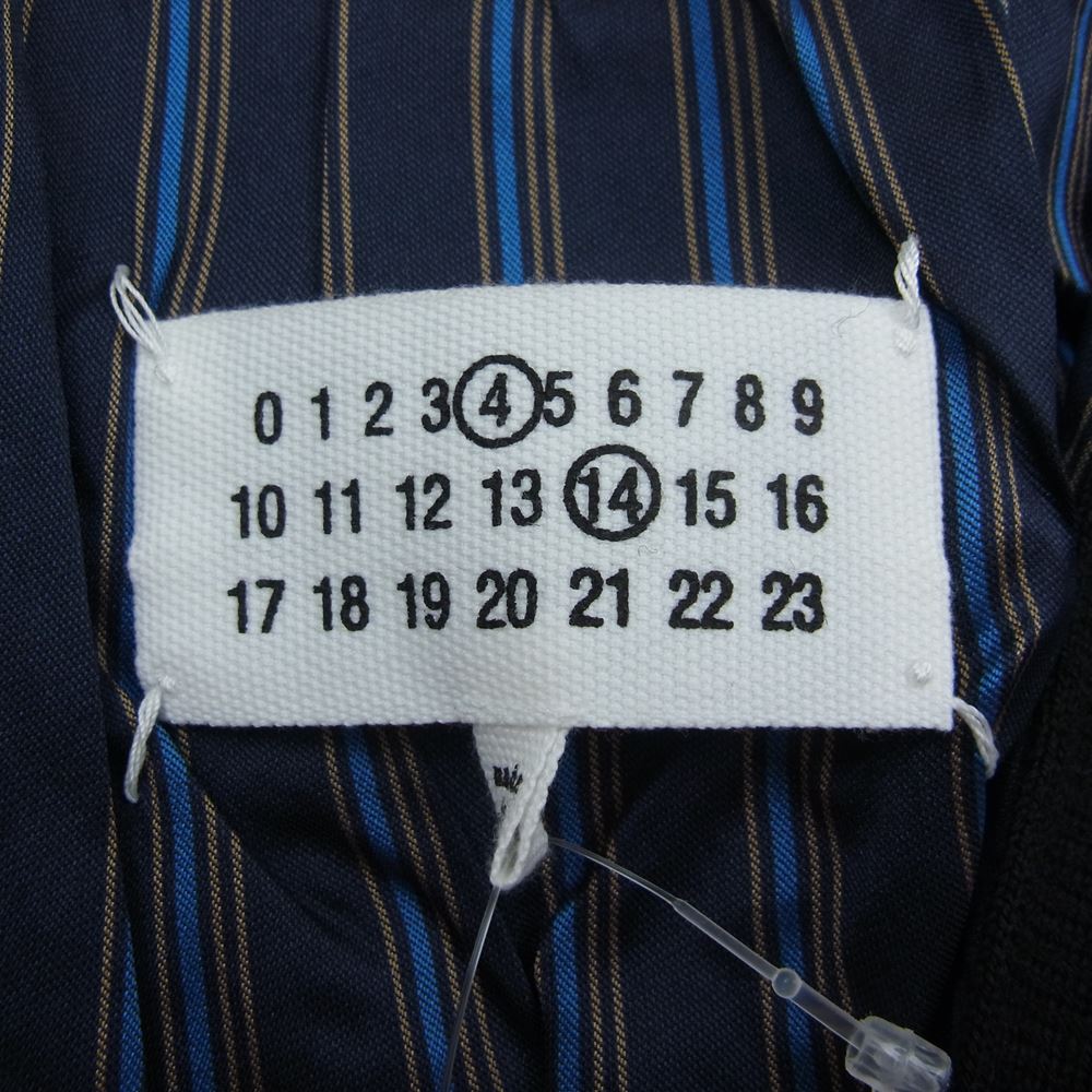 MAISON MARGIELA メゾンマルジェラ 22AW SI1HA0006 S17797 ウール Vネック 長袖 ニット レイヤード ストライプ ダメージ加工 カーディガン ブラック系 L【中古】