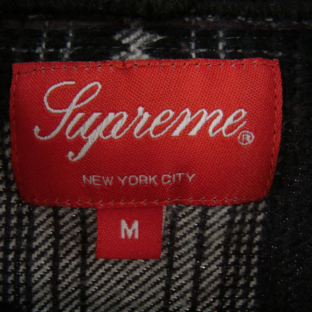 Supreme シュプリーム 18AW Hooded Jacquard Flannel Shirt フード付き チェック シャツ  ブラック系 グレー系 M【中古】