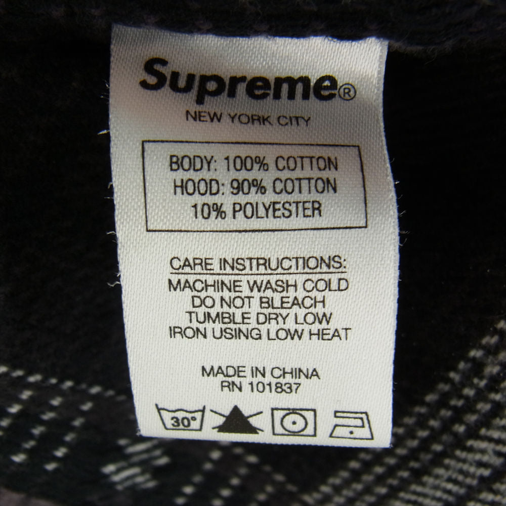 Supreme シュプリーム 18AW Hooded Jacquard Flannel Shirt フード付き チェック シャツ  ブラック系 グレー系 M【中古】