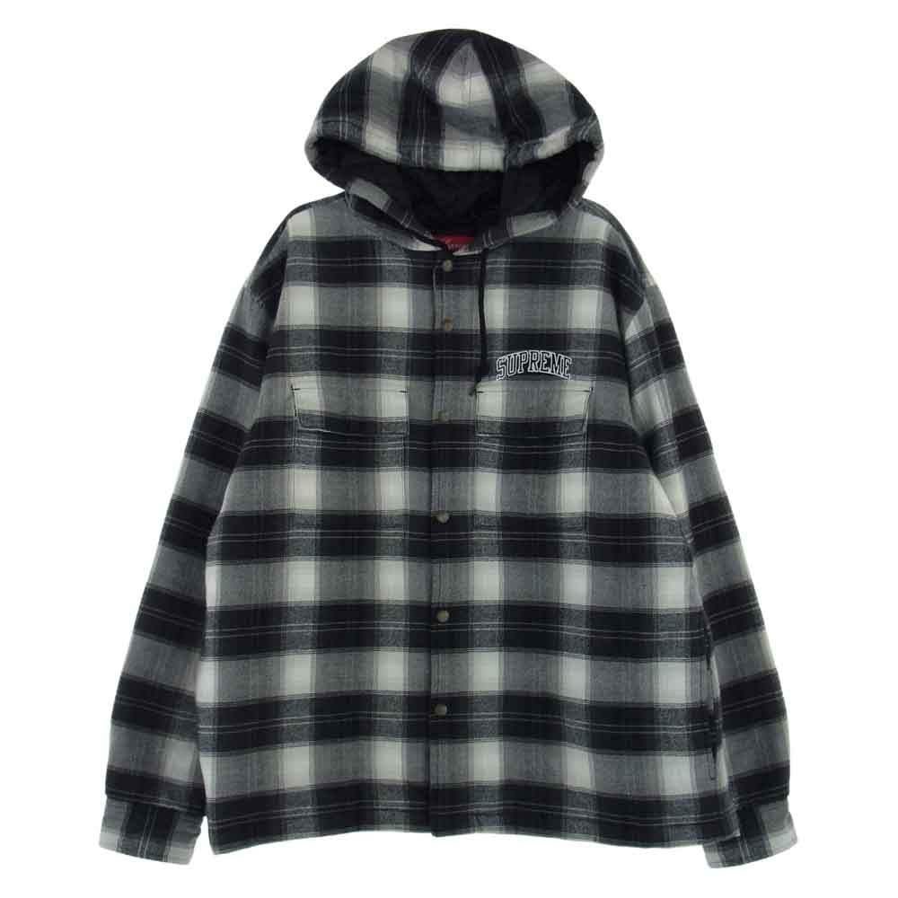 Supreme シュプリーム 19AW Quilted Hooded Plaid Shirt フーデッド プレイド シャツ ジャケット ブラック系 グレー系 S【中古】