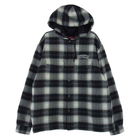 Supreme シュプリーム 19AW Quilted Hooded Plaid Shirt フーデッド プレイド シャツ ジャケット ブラック系 グレー系 S【中古】