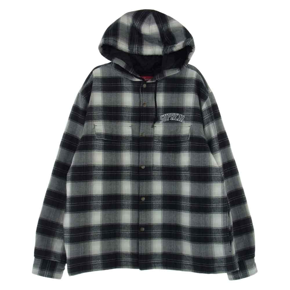 Quilted hooded plaid shirt Brown Lサイズ