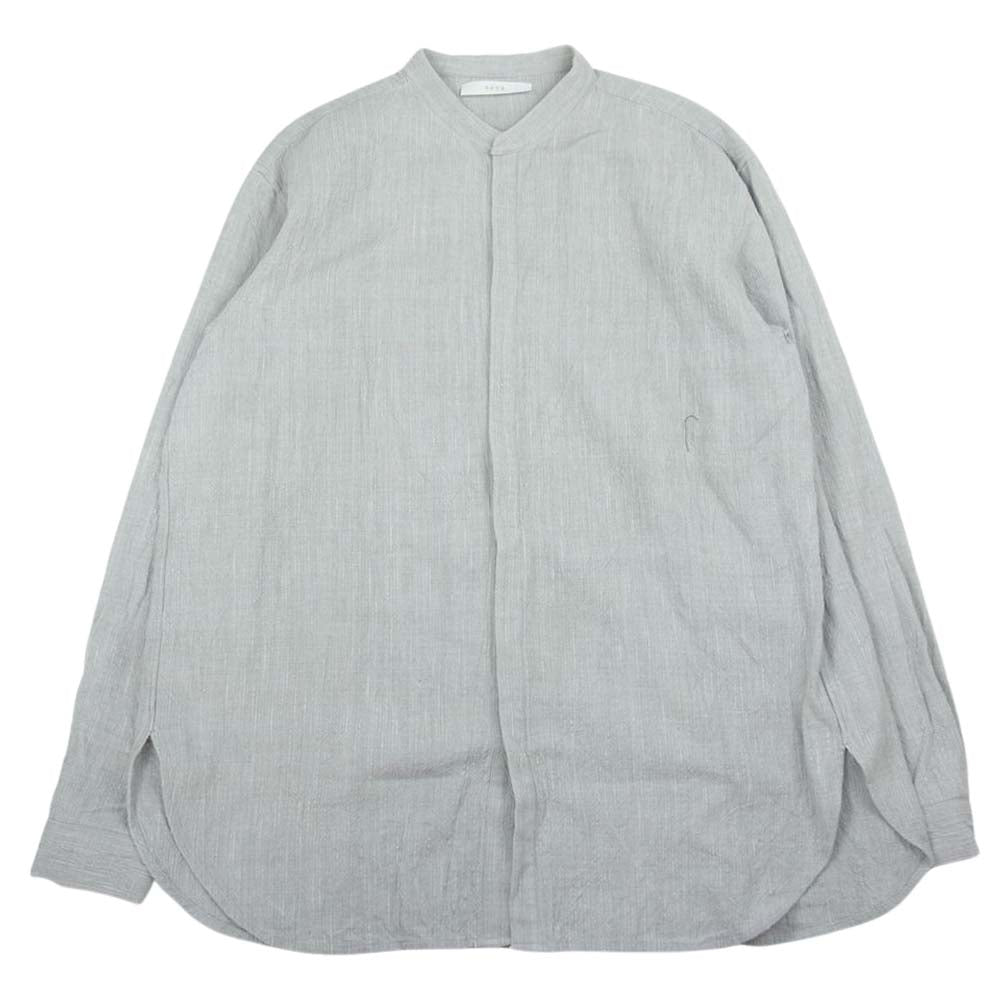 セヤ HAND STITCH KURTA SHIRT ノーカラー 長袖 コットン シャツ グレー系 XL【中古】