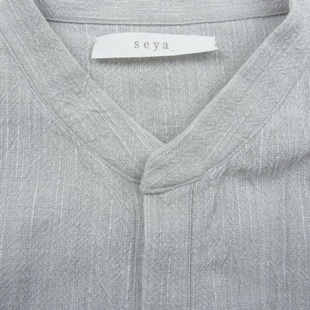 セヤ HAND STITCH KURTA SHIRT ノーカラー 長袖 コットン シャツ グレー系 XL【中古】