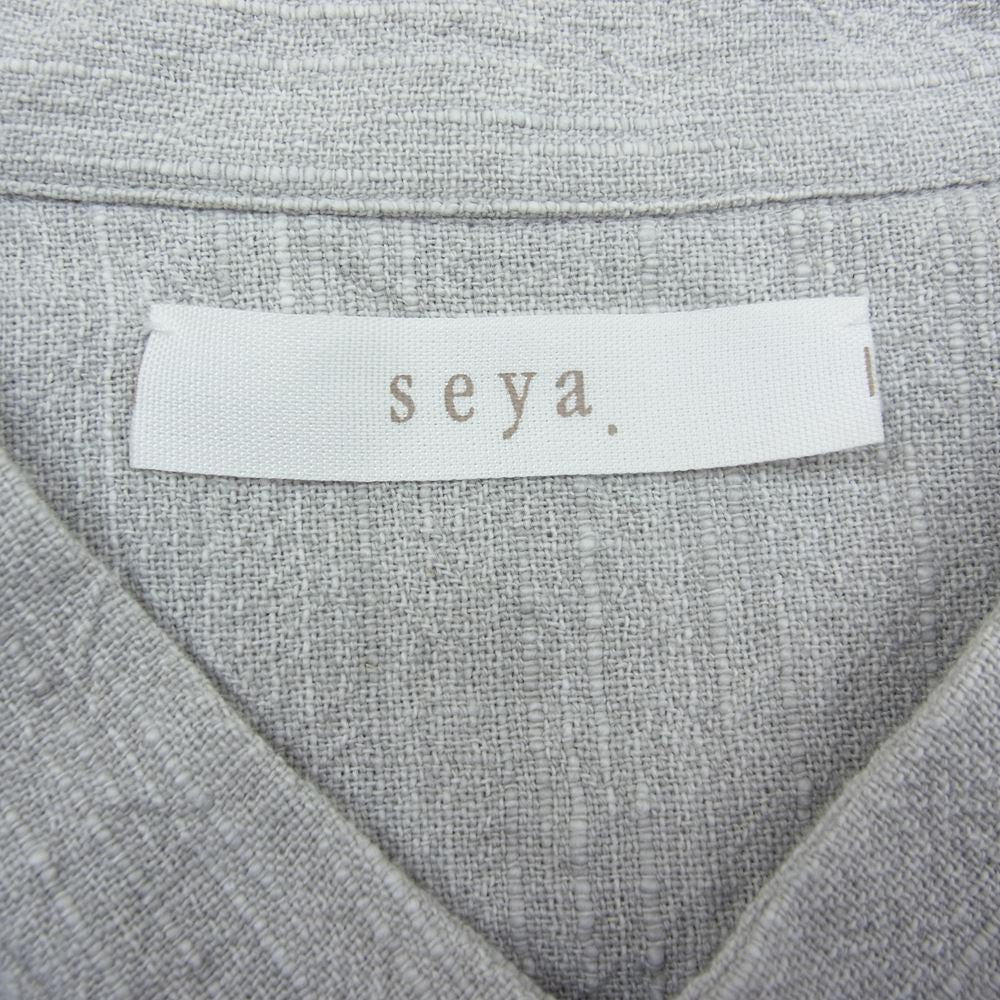 セヤ HAND STITCH KURTA SHIRT ノーカラー 長袖 コットン シャツ グレー系 XL【中古】