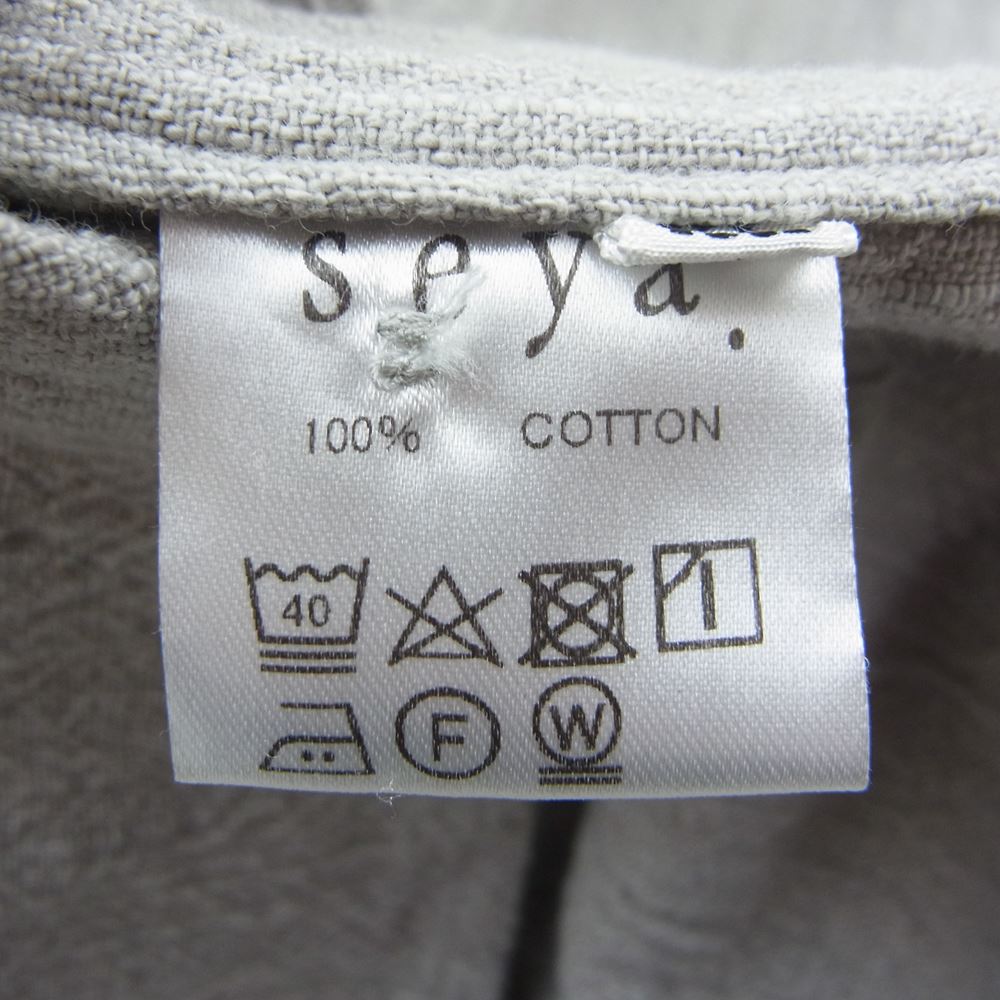 セヤ HAND STITCH KURTA SHIRT ノーカラー 長袖 コットン シャツ グレー系 XL【中古】