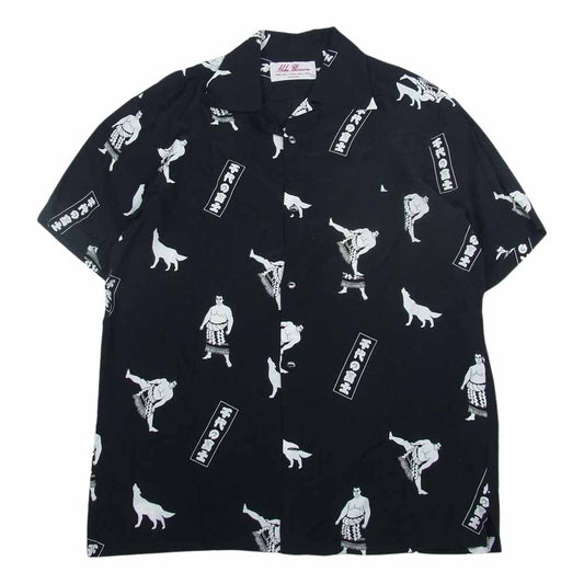 アロハブロッサム AB-0026010101 千代の富士 半袖 アロハ シャツ ブラック系 44【美品】【中古】