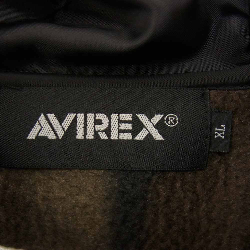 AVIREX アヴィレックス 6102186 ビッグロゴ カモ フリース フード ジャケット カーキ系 XL【中古】