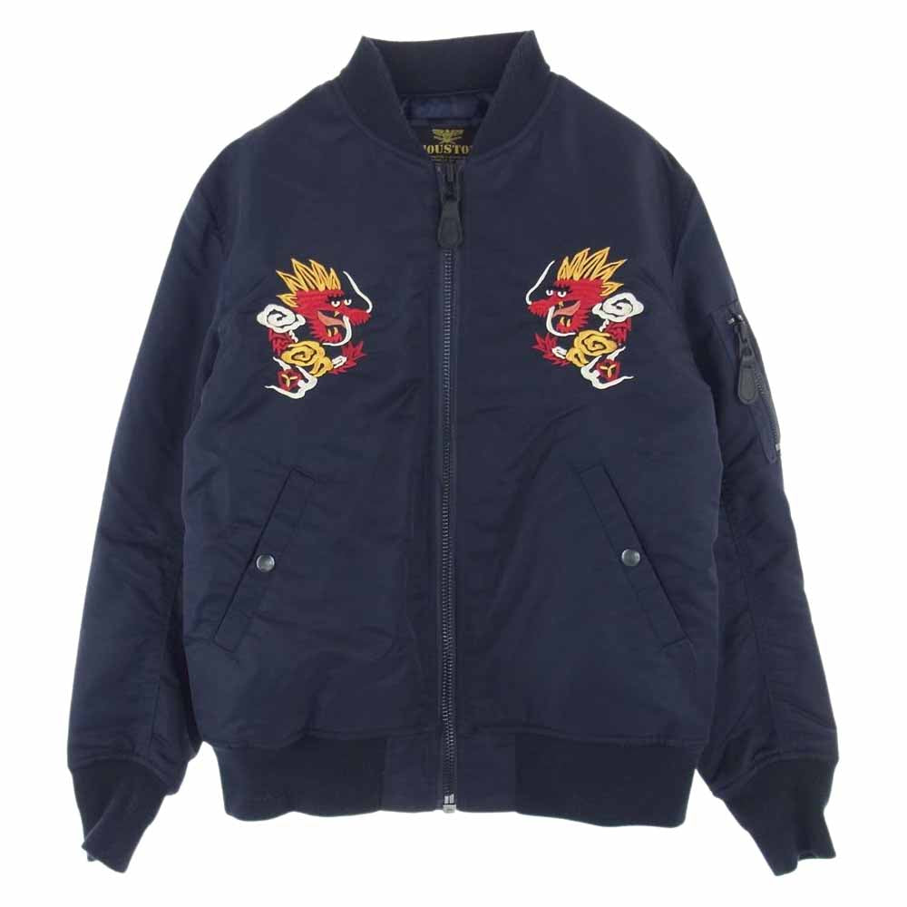 HOUSTON ヒューストン 50942 HST CUSTOM MA-1 EMB JACKET MA-1 MAP蘇州 スーベニア ツアー ミリタリー ジャケット ネイビー系 M【中古】