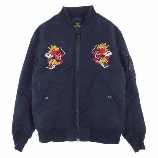 HOUSTON ヒューストン 50942 HST CUSTOM MA-1 EMB JACKET MA-1 MAP蘇州 スーベニア ツアー ミリタリー ジャケット ネイビー系 M【中古】