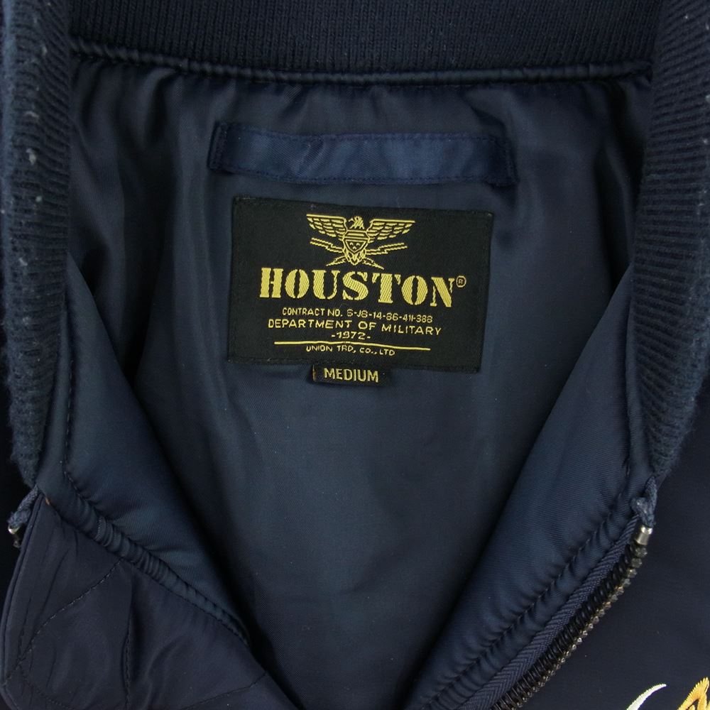 HOUSTON ヒューストン 50942 HST CUSTOM MA-1 EMB JACKET MA-1 MAP蘇州 スーベニア ツアー ミリタリー ジャケット ネイビー系 M【中古】