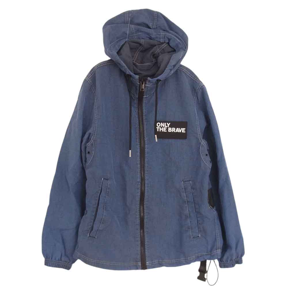 DIESEL ディーゼル ONLY THE BRAVE ワッペン ナイロン パーカー ジャケット インディゴブルー系【中古】