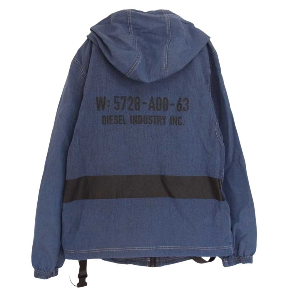 DIESEL ディーゼル ONLY THE BRAVE ワッペン ナイロン パーカー ジャケット インディゴブルー系【中古】