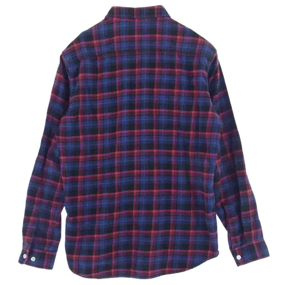 Supreme シュプリーム 11AW Ombre Plaid Shirt オンブレプラッド シャツ フラン ネル 長袖 オンブレチェック レッド系 ブラック系 L【中古】