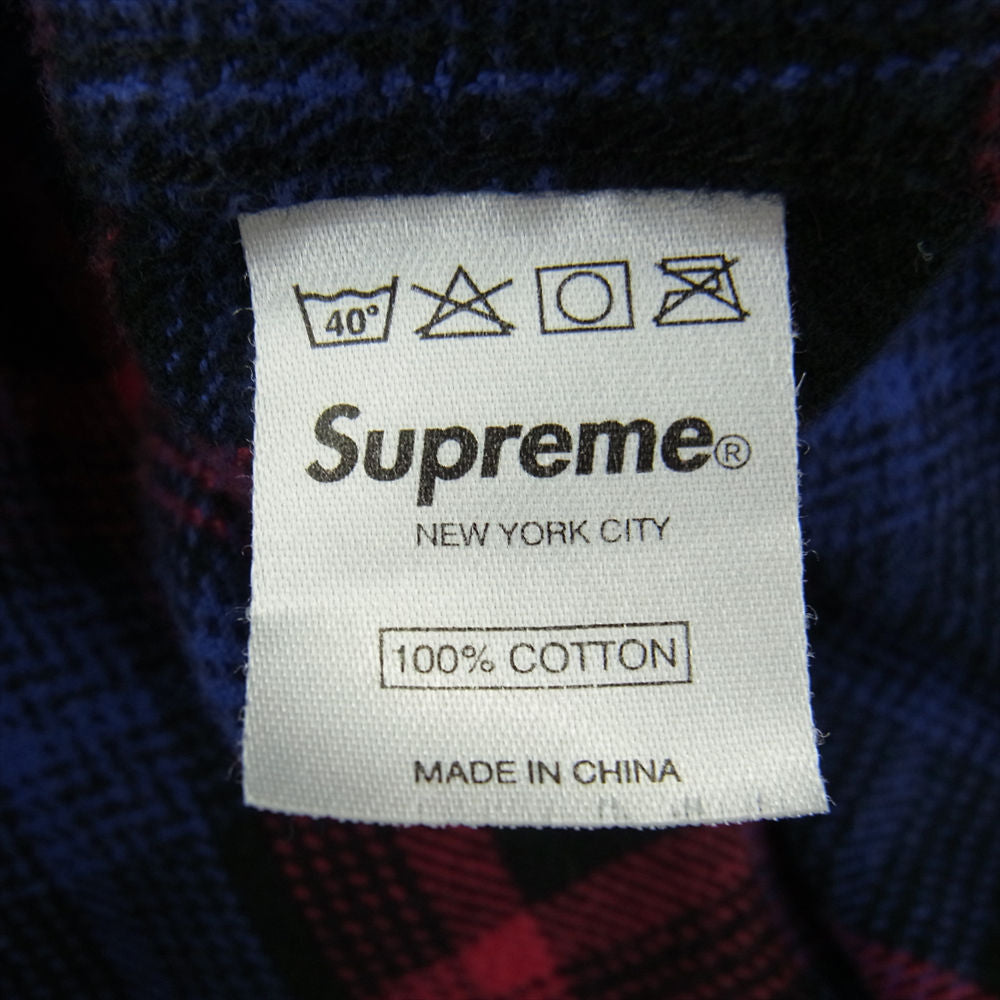 Supreme シュプリーム 11AW Ombre Plaid Shirt オンブレプラッド シャツ フラン ネル 長袖 オンブレチェック レッド系 ブラック系 L【中古】