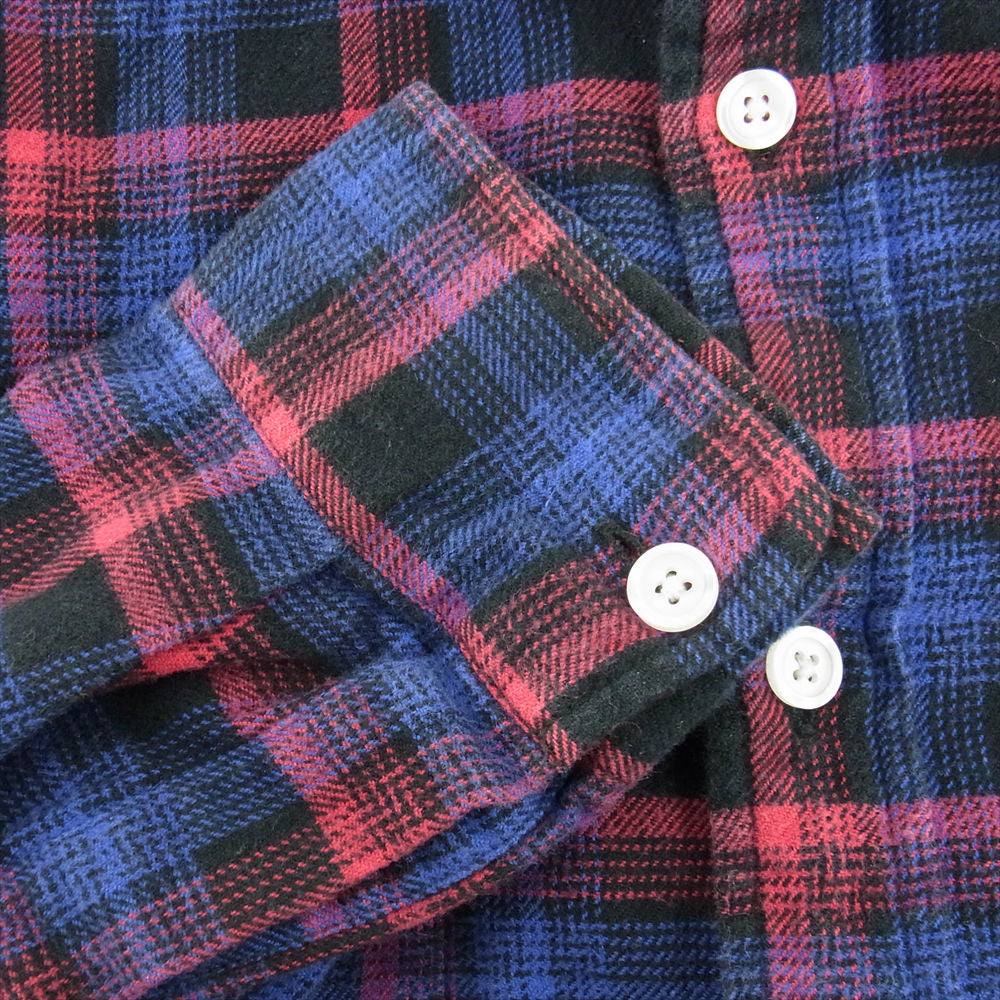 Supreme シュプリーム 11AW Ombre Plaid Shirt オンブレプラッド シャツ フラン ネル 長袖 オンブレチェック レッド系 ブラック系 L【中古】