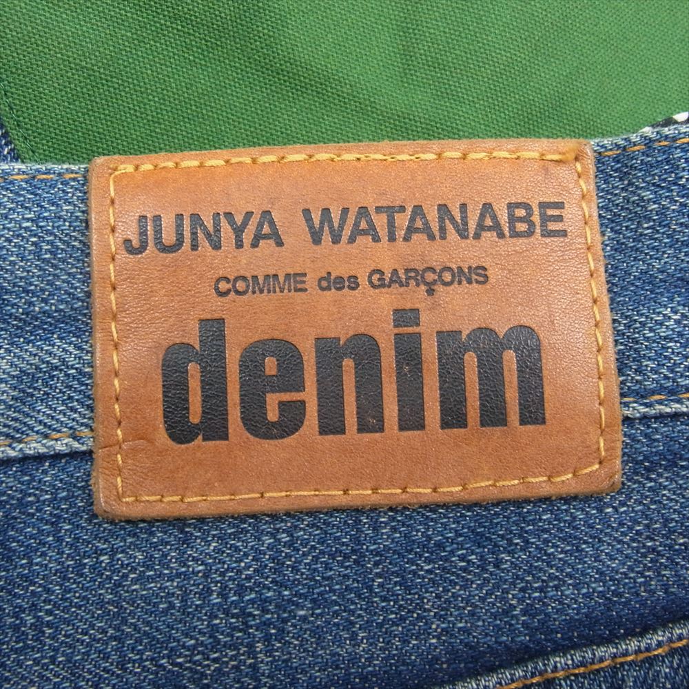 JUNYA WATANABE COMME des GARCONS ジュンヤワタナベコムデギャルソン AD2014 XO-P011 DENIM ドット ボーダー 異素材 パッチワーク デニムパンツ ジーンズ インディゴブルー系 M【中古】