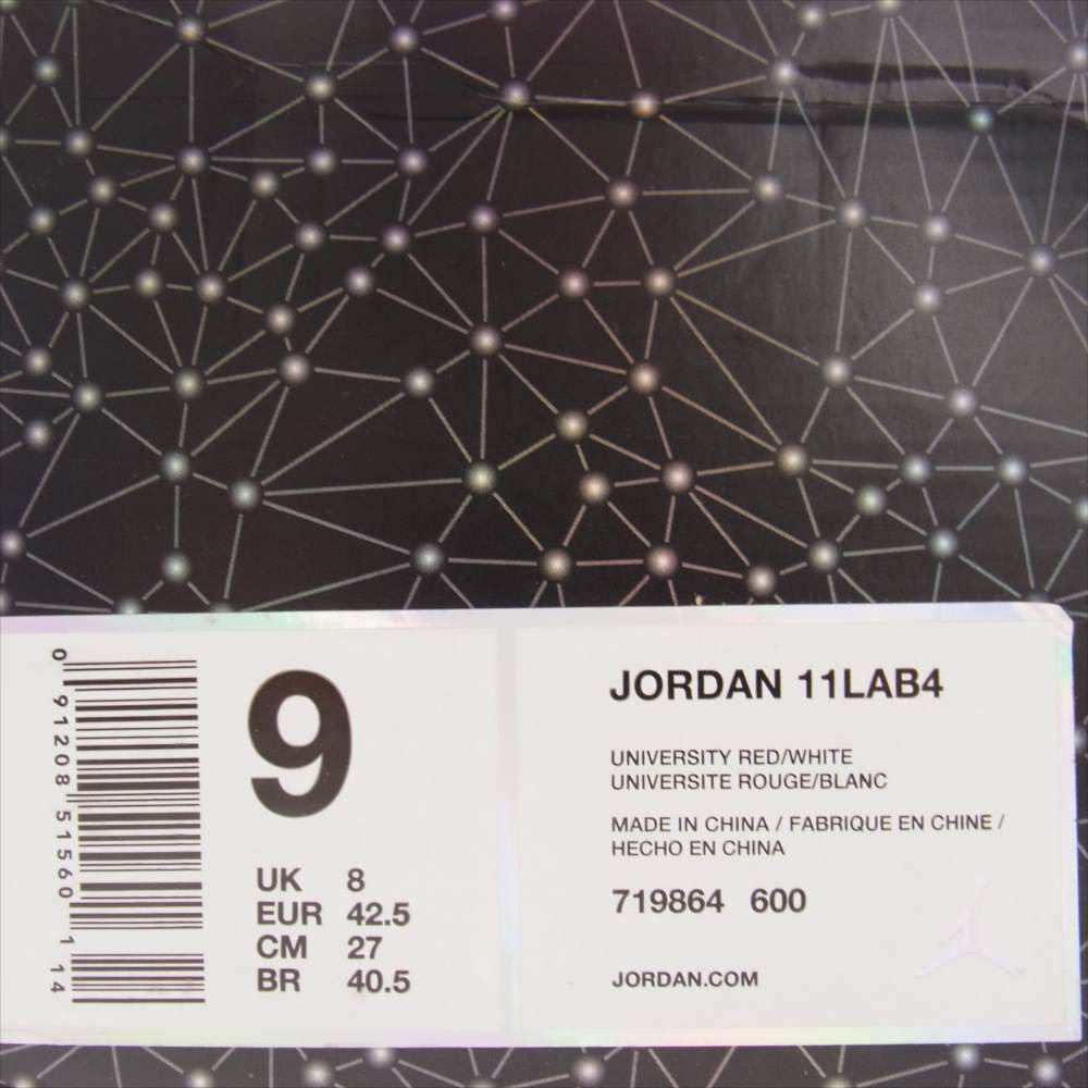 NIKE ナイキ 719864-600 AIR JORDAN 11LAB4 AJ11ラボ エアジョーダン ハイカット スニーカー レッド系 27cm【中古】
