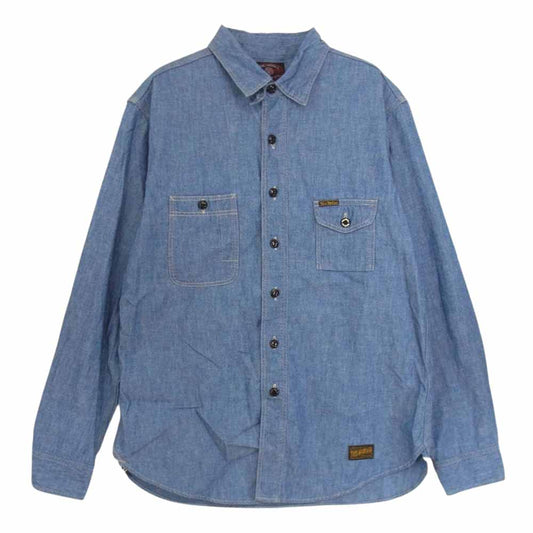 TOY'S McCOY トイズマッコイ トリプルステッチ チンストラップ シャンブレー 長袖 シャツ　 ライトブルー系 15【中古】