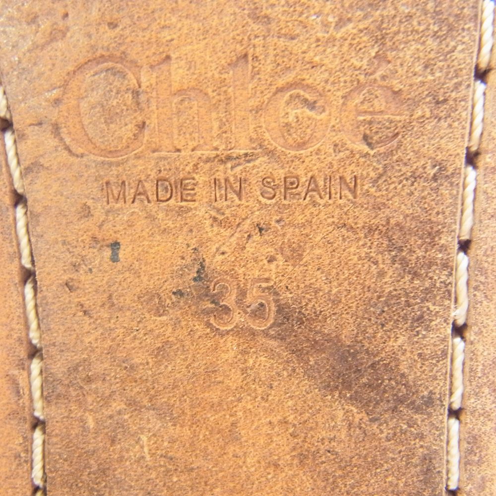 Chloe クロエ エスパドリーユ アンクル ストラップ ウェッジ スエード サンダル ネイビー系 ベージュ系 35【中古】