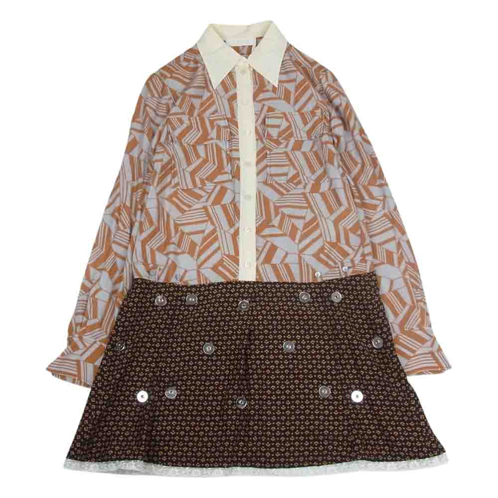 Chloe クロエ シルク 総柄 ボタン シャツ ワンピース 長袖 マルチカラー系 34【中古】