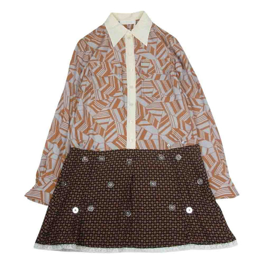 Chloe クロエ シルク 総柄 ボタン シャツ ワンピース 長袖 マルチカラー系 34【中古】