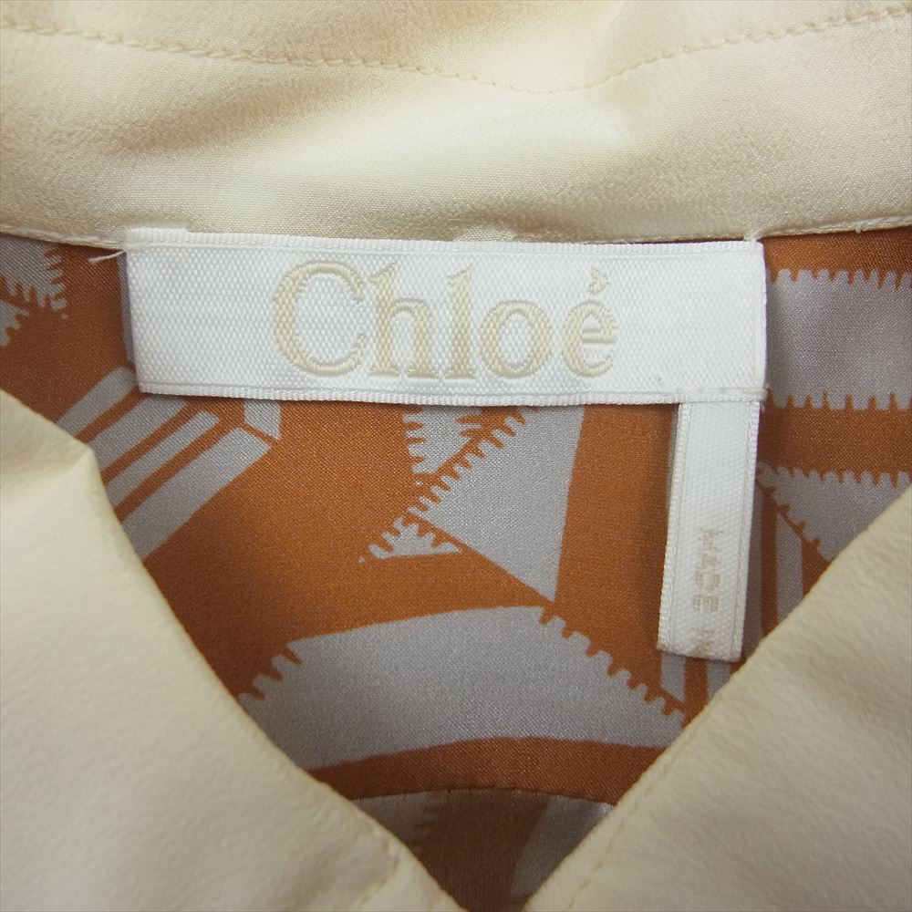 Chloe クロエ シルク 総柄 ボタン シャツ ワンピース 長袖 マルチカラー系 34【中古】