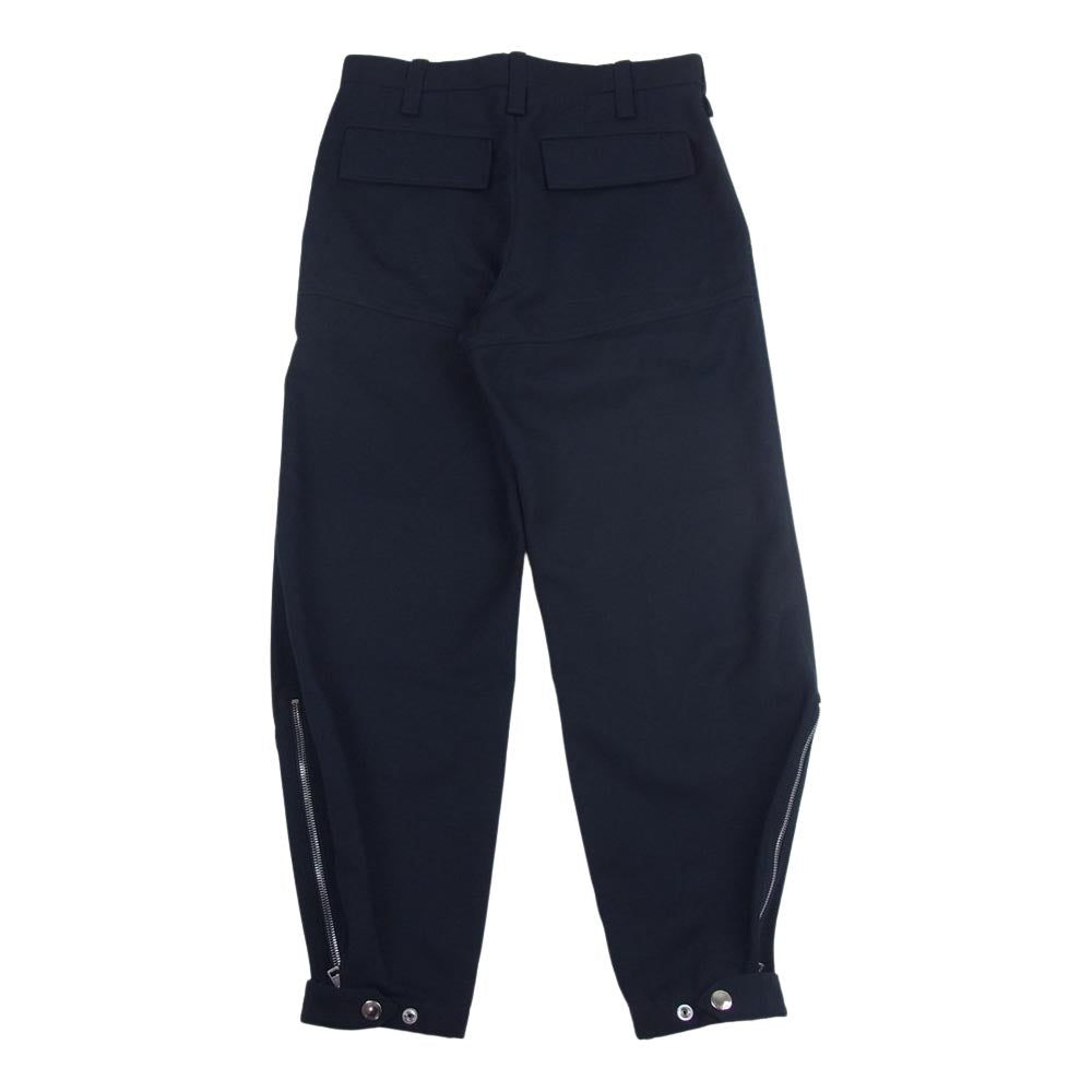 Chloe クロエ ツイルウール 裾 サイド ファスナー ジップ カーゴ ベイカー パンツ ネイビー系 34【美品】【中古】
