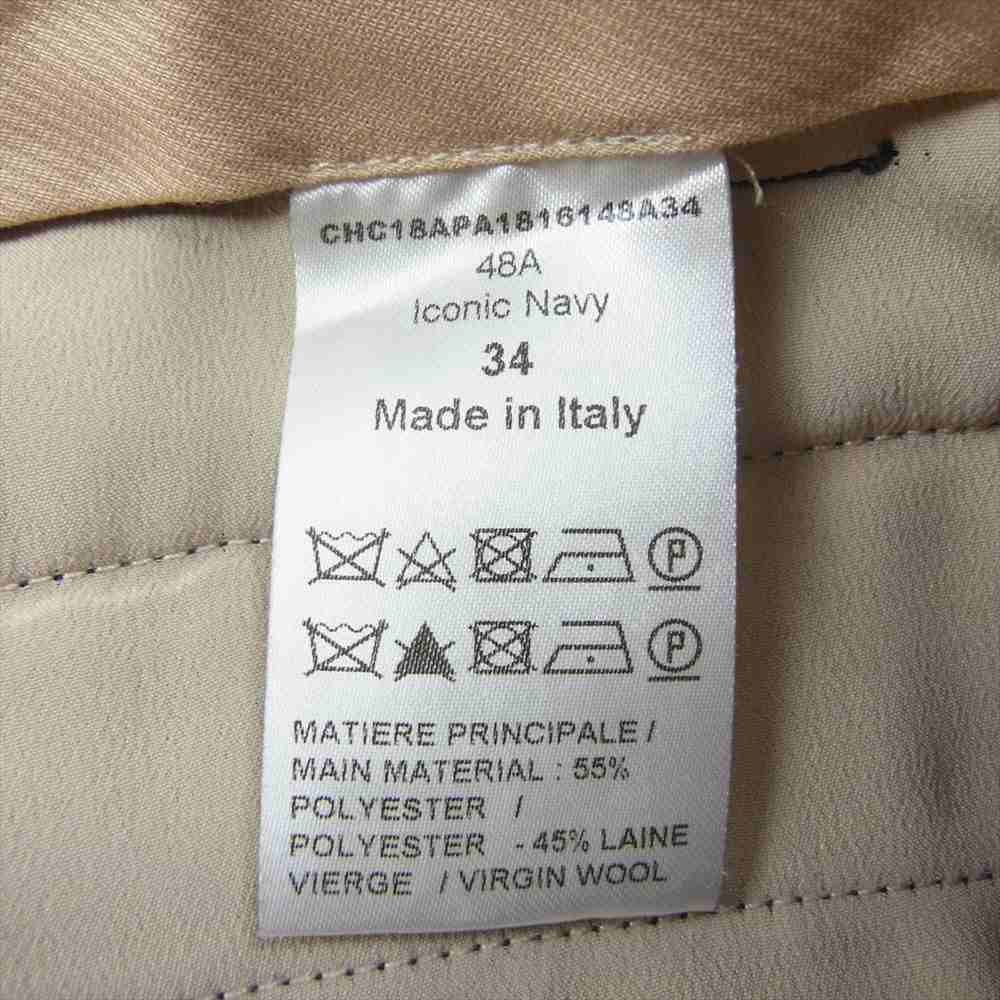 Chloe クロエ ツイルウール 裾 サイド ファスナー ジップ カーゴ ベイカー パンツ ネイビー系 34【美品】【中古】