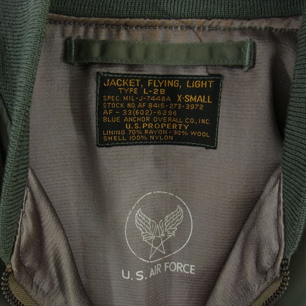 The REAL McCOY'S ザリアルマッコイズ 旧マッコイ BLUE ANCHOR OVERALL アンカー オーバーオール 実名復刻 L-2B フライト ジャケット グリーン系 XS【中古】