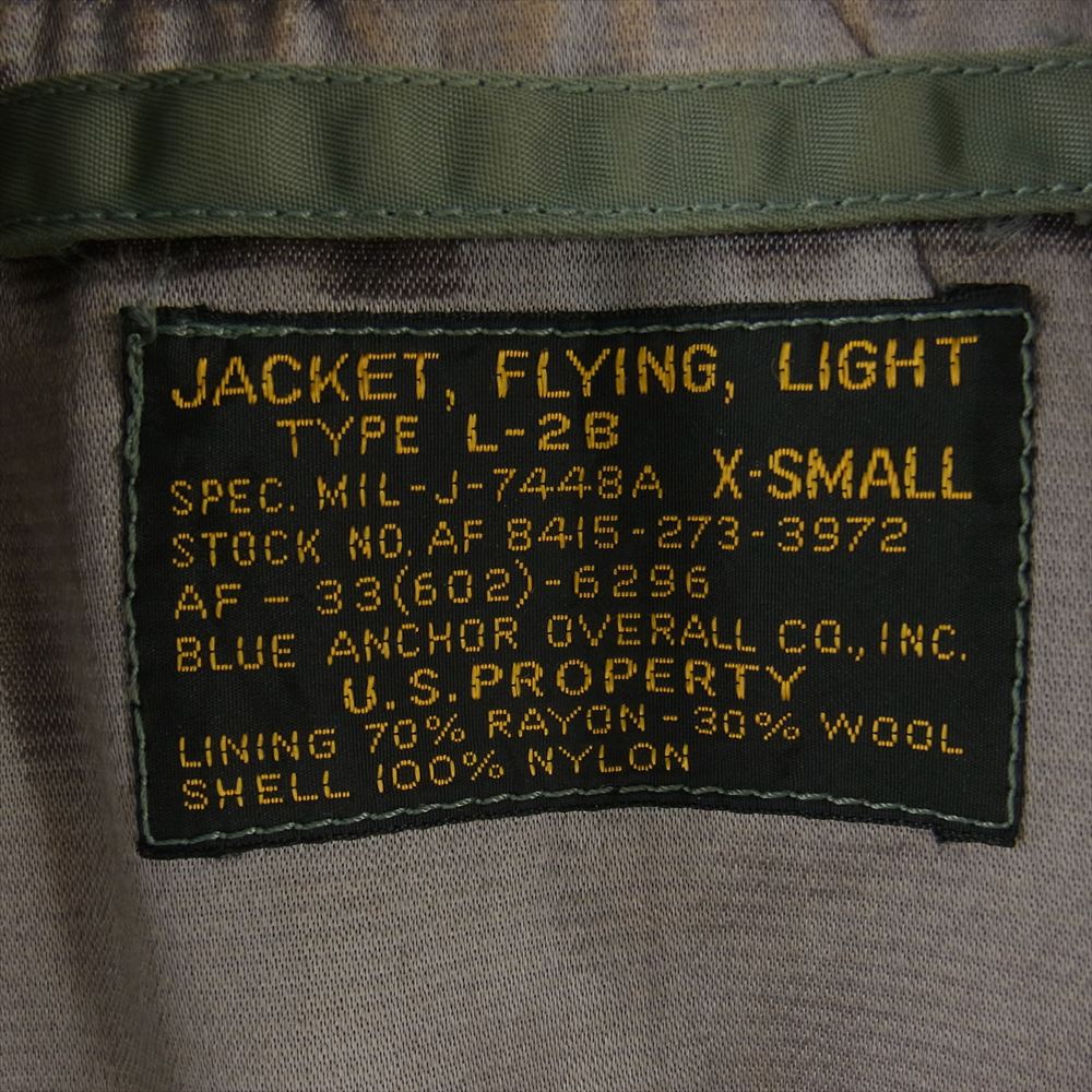 The REAL McCOY'S ザリアルマッコイズ 旧マッコイ BLUE ANCHOR OVERALL アンカー オーバーオール 実名復刻 L-2B フライト ジャケット グリーン系 XS【中古】