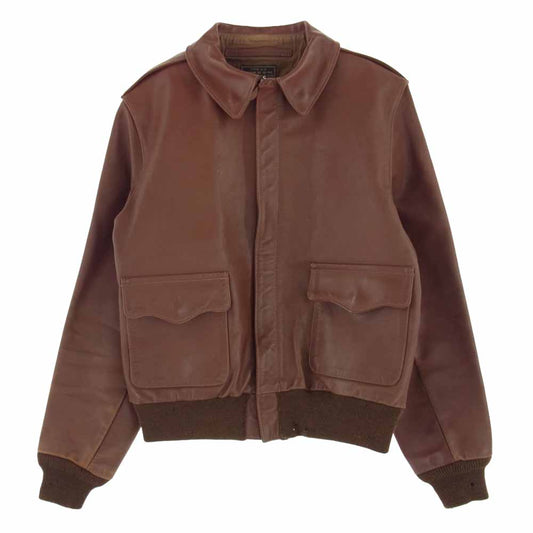 The REAL McCOY'S ザリアルマッコイズ 旧マッコイ ROUGH WEAR ラフウエア 実名復刻 A-2 フライト レザー ジャケット ブラウン系 40【中古】