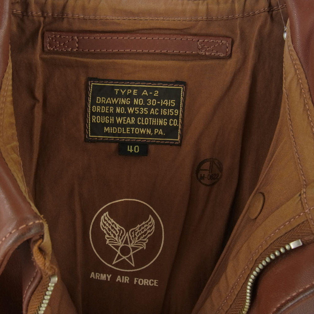 The REAL McCOY'S ザリアルマッコイズ 旧マッコイ ROUGH WEAR ラフウエア 実名復刻 A-2 フライト レザー ジャケット ブラウン系 40【中古】
