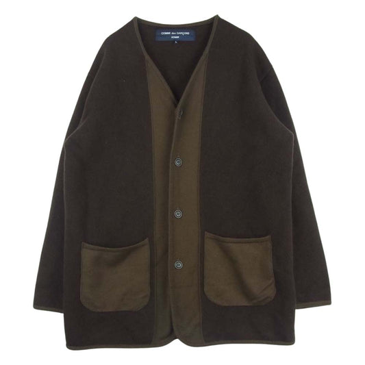 COMME des GARCONS HOMME コムデギャルソンオム 22AW HJ-N005 ウール 切替 ライナー カーディガン ブラウン系 L【中古】