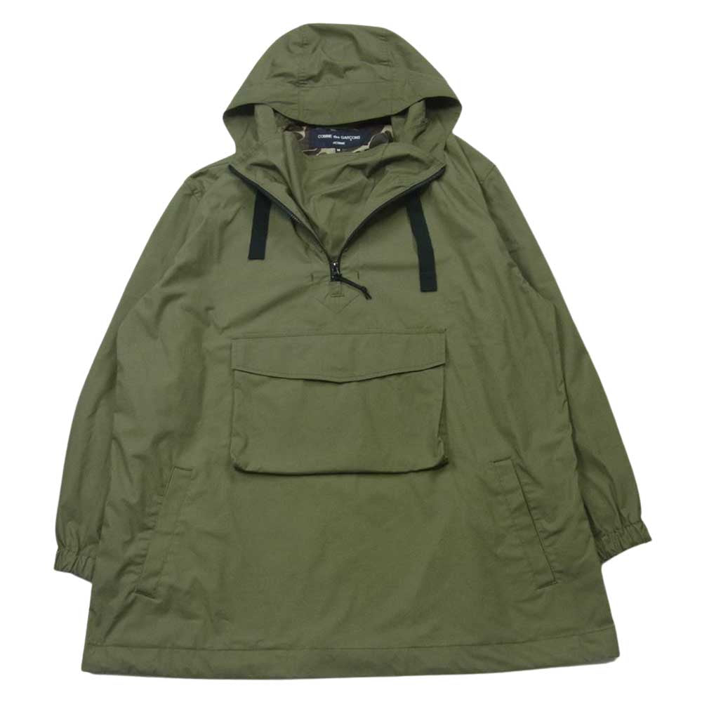 COMME des GARCONS HOMME コムデギャルソンオム 22SS HI-J007 綿エステル 高密度 ウェザー 製品加工 アノラック パーカー ジャケット カーキ系 M【中古】