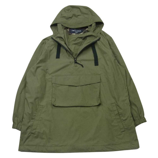 COMME des GARCONS HOMME コムデギャルソンオム 22SS HI-J007 綿エステル 高密度 ウェザー 製品加工 アノラック パーカー ジャケット カーキ系 M【中古】