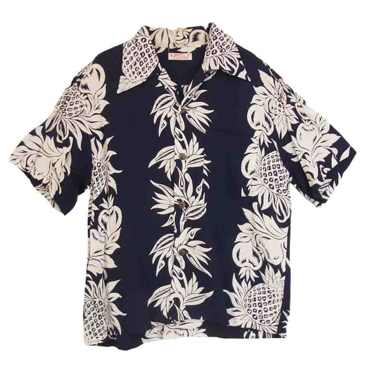 SUN SURF サンサーフ M32870　 レーヨン100％ 半袖 アロハ シャツ ネイビー系 S【中古】