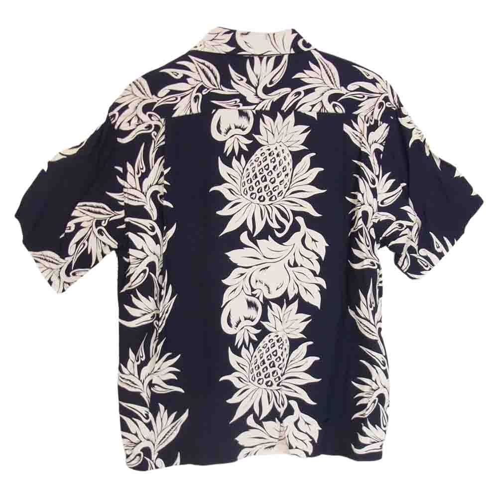 SUN SURF サンサーフ M32870　 レーヨン100％ 半袖 アロハ シャツ ネイビー系 S【中古】