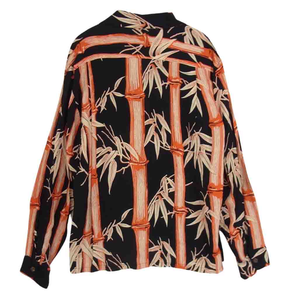 SUN SURF サンサーフ SS20081 レーヨン100％ 竹柄 長袖 アロハ シャツ ブラック系 M【中古】