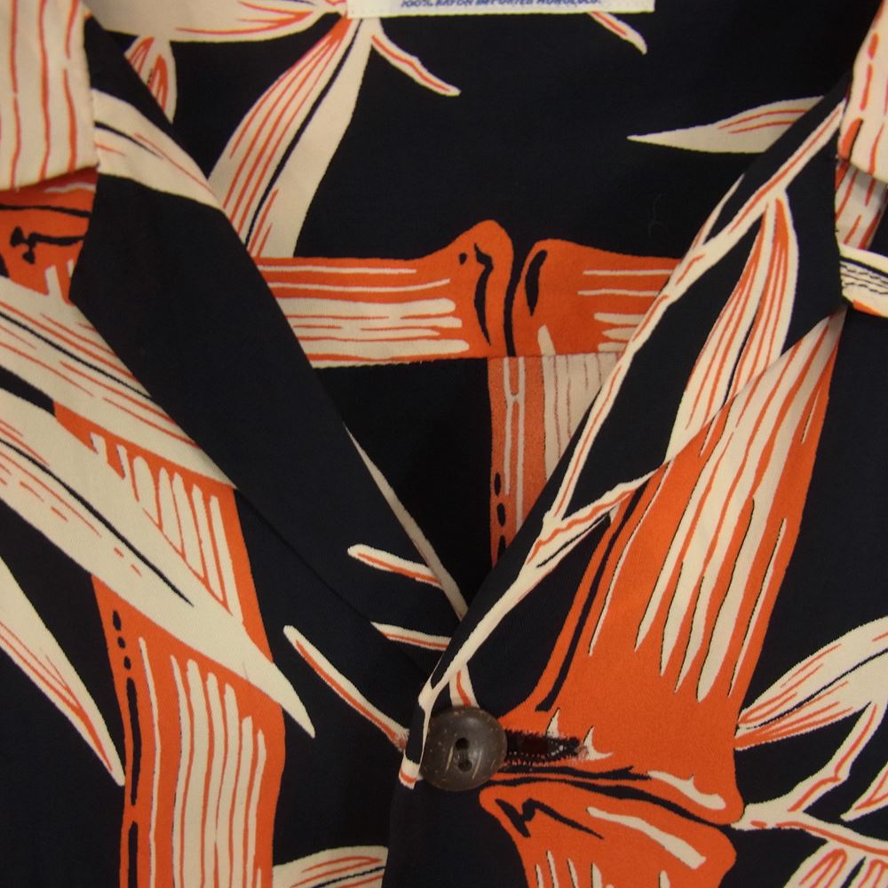 SUN SURF サンサーフ SS20081 レーヨン100％ 竹柄 長袖 アロハ シャツ ブラック系 M【中古】