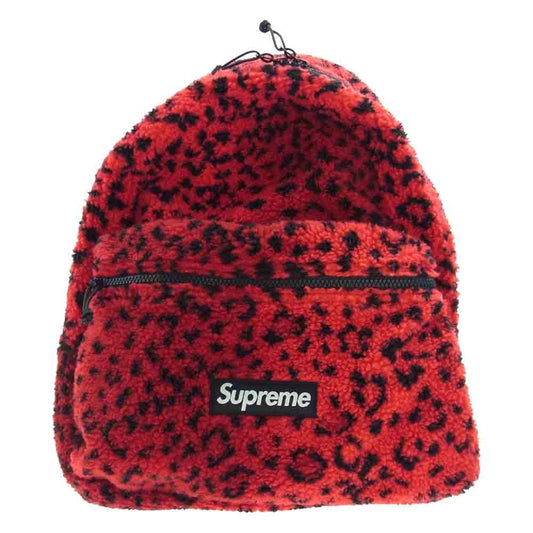 Supreme シュプリーム 17AW  Leopard Fleece Backpack レオパード フリース バックパック デイパック リュック レッド系【中古】