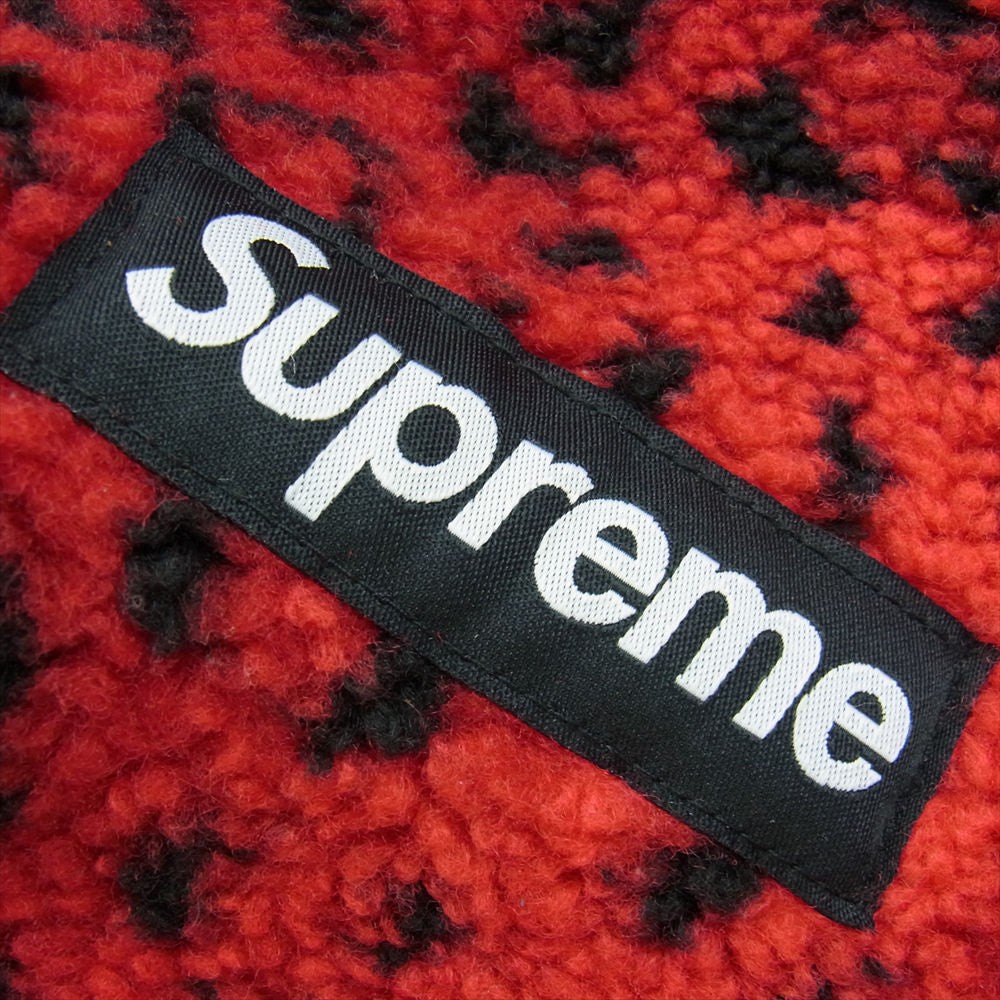 Supreme シュプリーム 17AW  Leopard Fleece Backpack レオパード フリース バックパック デイパック リュック レッド系【中古】