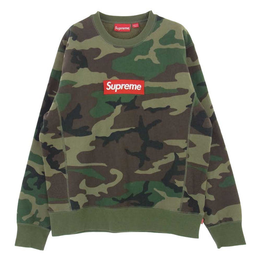 Supreme シュプリーム 15AW  Box Logo Crewneck ボックスロゴ クルーネック スウェット トレーナー カモフラ 迷彩 カーキ系 M【中古】