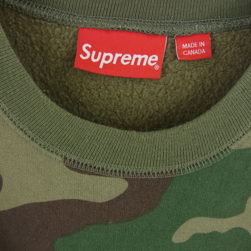 Supreme シュプリーム 15AW  Box Logo Crewneck ボックスロゴ クルーネック スウェット トレーナー カモフラ 迷彩 カーキ系 M【中古】